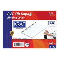 Kraf 512G Cilt Kapağı A4 160Mic Şeffaf 100Lü